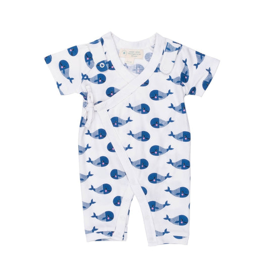 Smart Short Sleeve Kimono Blue Whale Romper - Meloni2