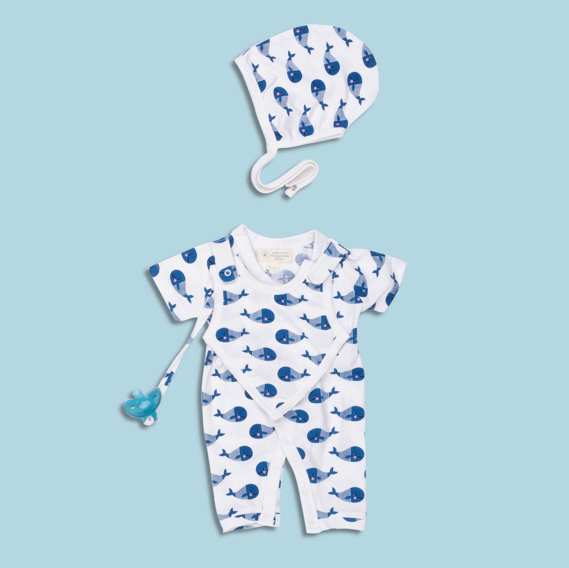 Smart Short Sleeve Kimono Blue Whale Romper - Meloni2