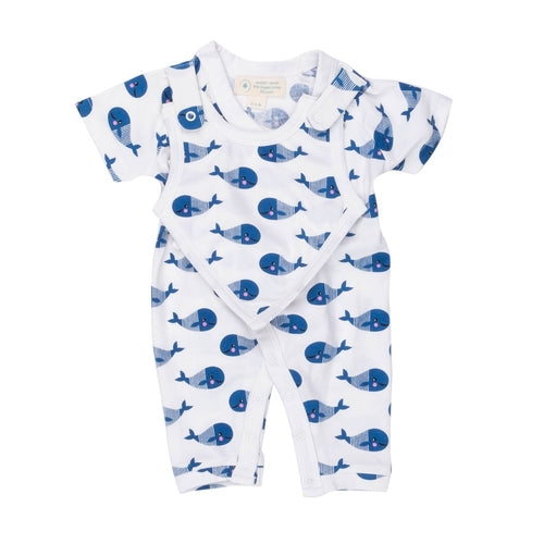 Smart Short Sleeve Kimono Blue Whale Romper - Meloni2