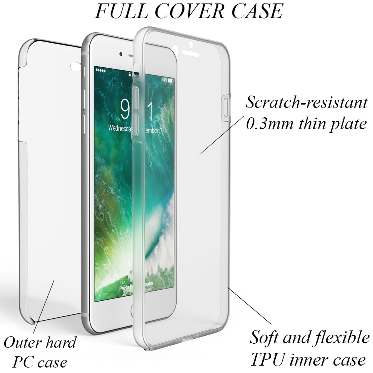 NALIA 360° Hülle für iPhone 7 Plus / 8 Plus – Vorne & Hinten Schutz – 360GUARD (Full-Body Case) – Marke aus Berlin