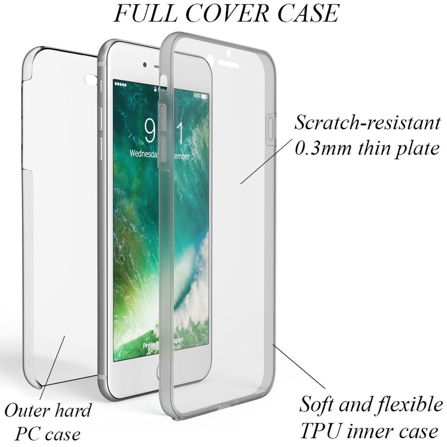 NALIA 360° Hülle für iPhone 7 Plus / 8 Plus – Vorne & Hinten Schutz – 360GUARD (Full-Body Case) – Marke aus Berlin