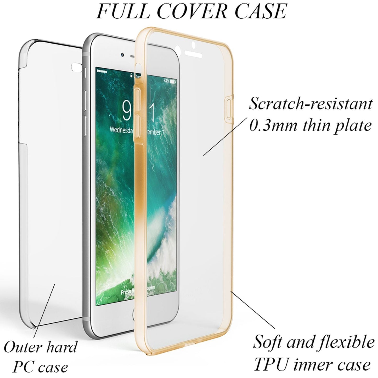 NALIA 360° Hülle für iPhone 7 Plus / 8 Plus – Vorne & Hinten Schutz – 360GUARD (Full-Body Case) – Marke aus Berlin