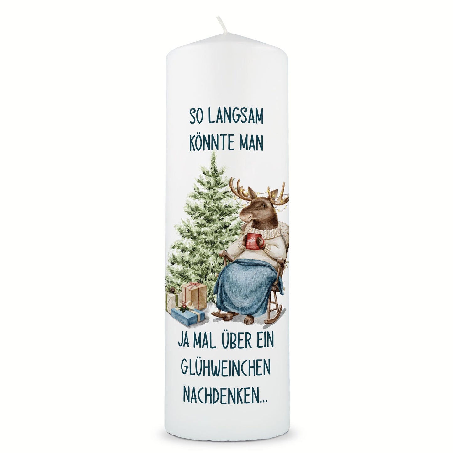 Große Kerze "Glühwein Elch" zu Weihnachten
