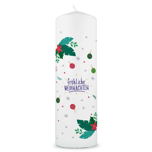 Große Kerze "Christmas Ornament" bedruckt mit Namen & Wunschtext zu Weihnachten