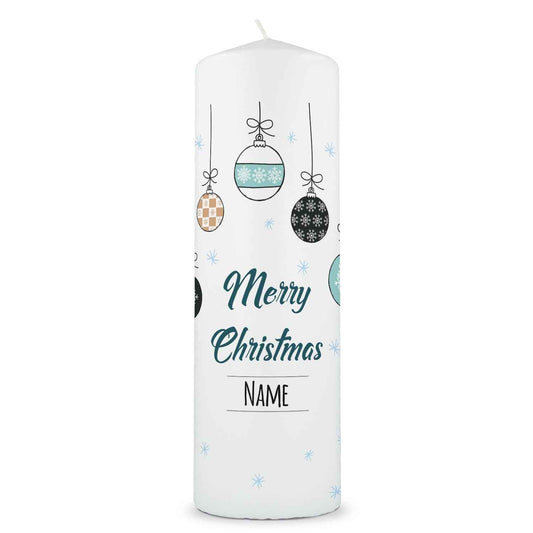 Große Kerze "Weihnachtskugel" mit eigenem Namen zu Weihnachten