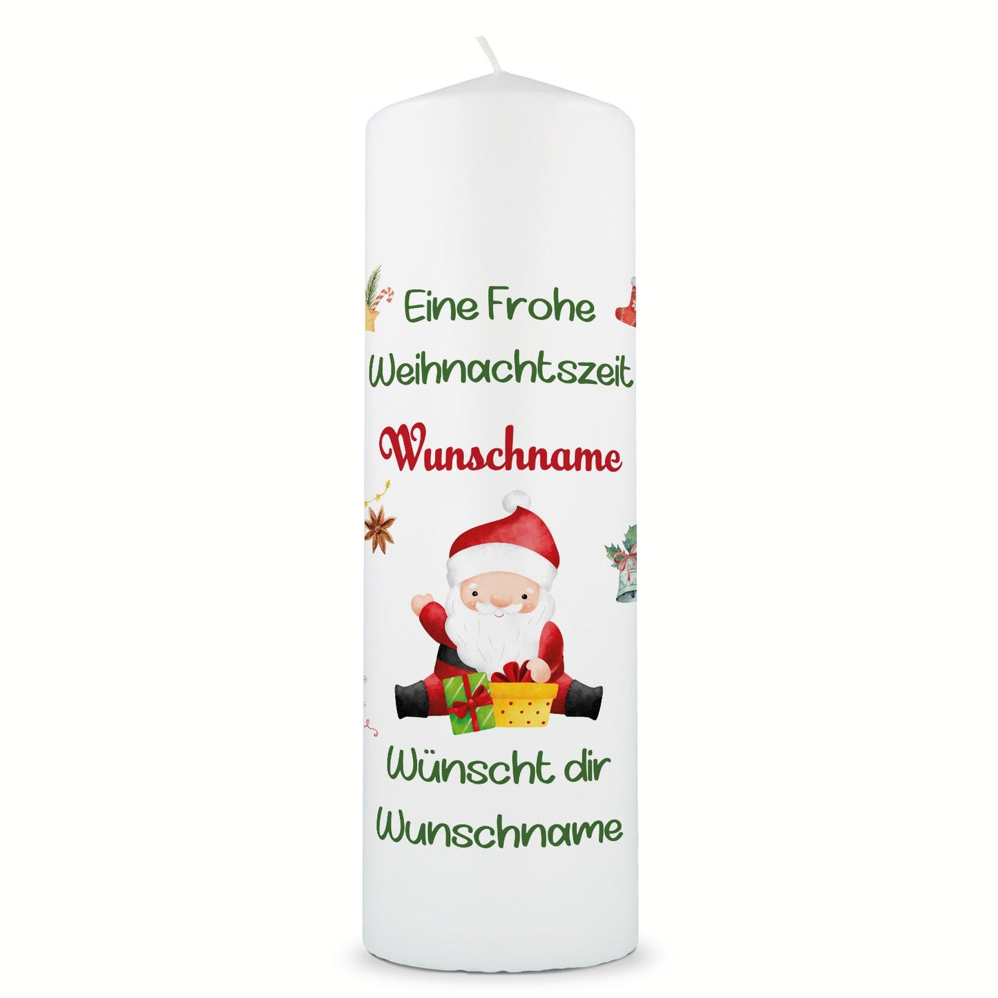 Weihnachtskerze "Fröhliche Weihnachten" mit Namen