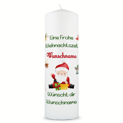 Weihnachtskerze "Fröhliche Weihnachten" mit Namen