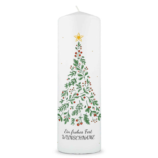 Große Kerze "Tannenbaum" bedruckt mit Namen & Wunschtext zu Weihnachten