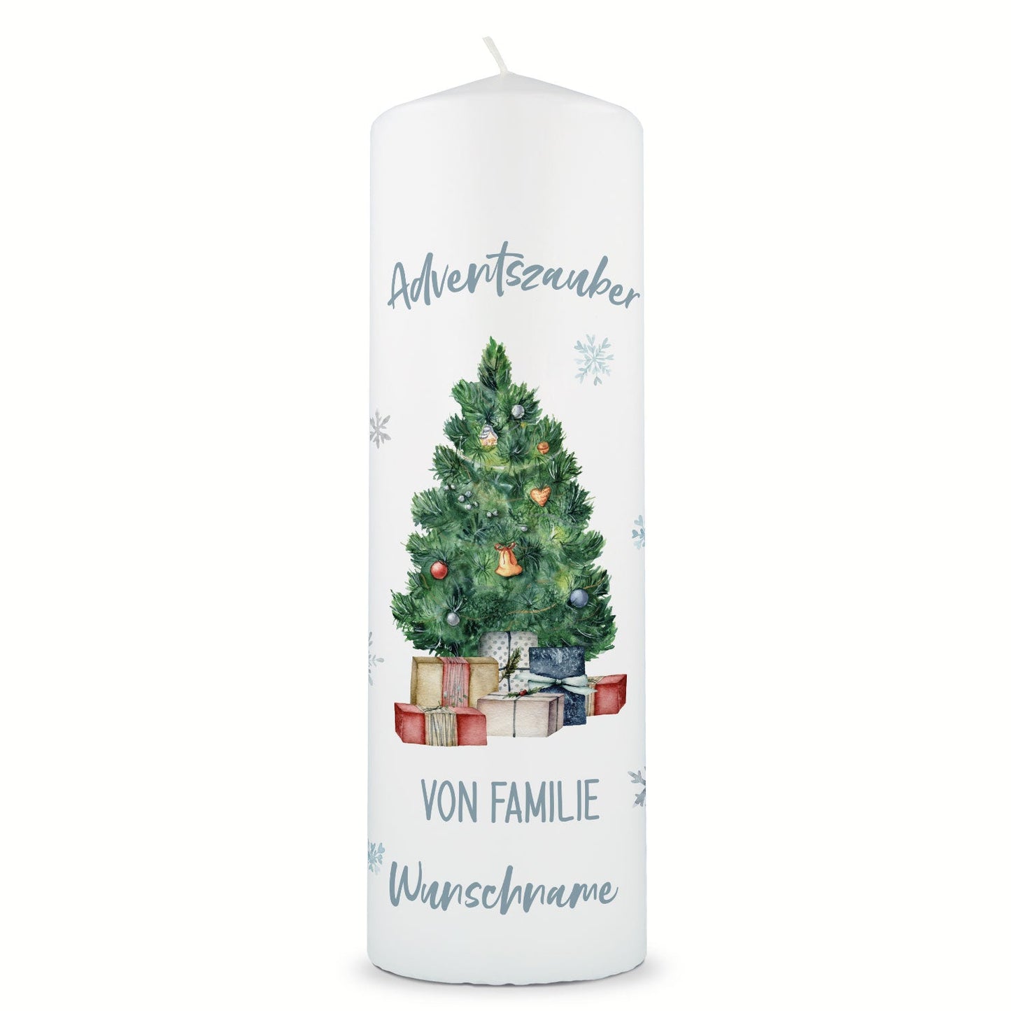 Große Kerze "Adventszauber" mit Namen zu Weihnachten