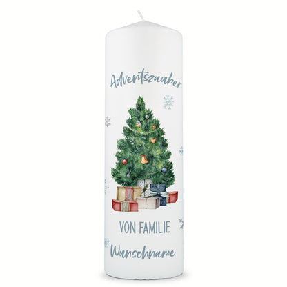 Große Kerze "Adventszauber" mit Namen zu Weihnachten