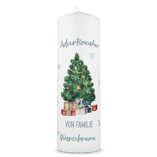 Große Kerze "Adventszauber" mit Namen zu Weihnachten