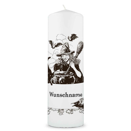 Große Kerze "Hexentrank" mit Namen zu Halloween