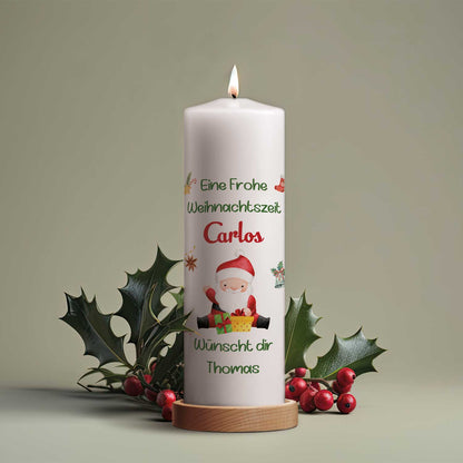 Weihnachtskerze "Fröhliche Weihnachten" mit Namen