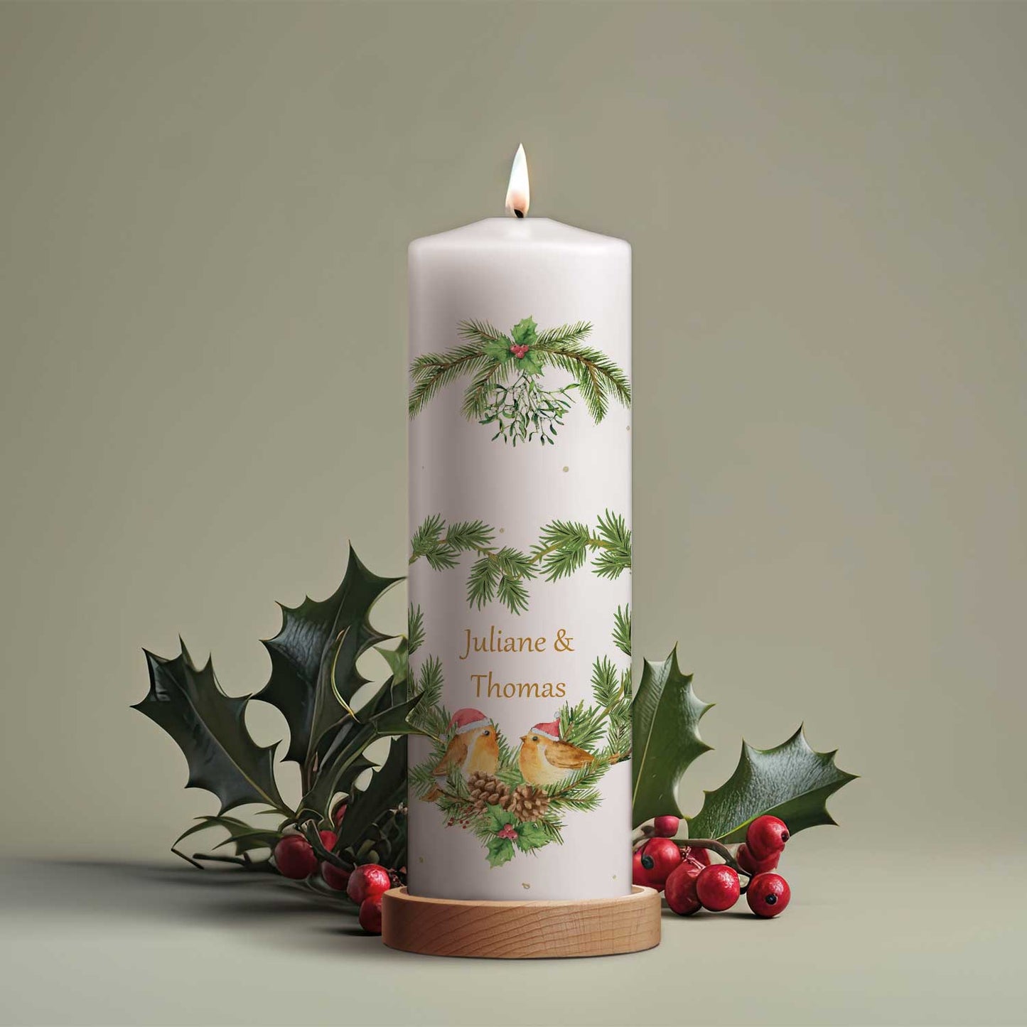 Große Kerze "Christmas Love" bedruckt mit Namen zu Weihnachten