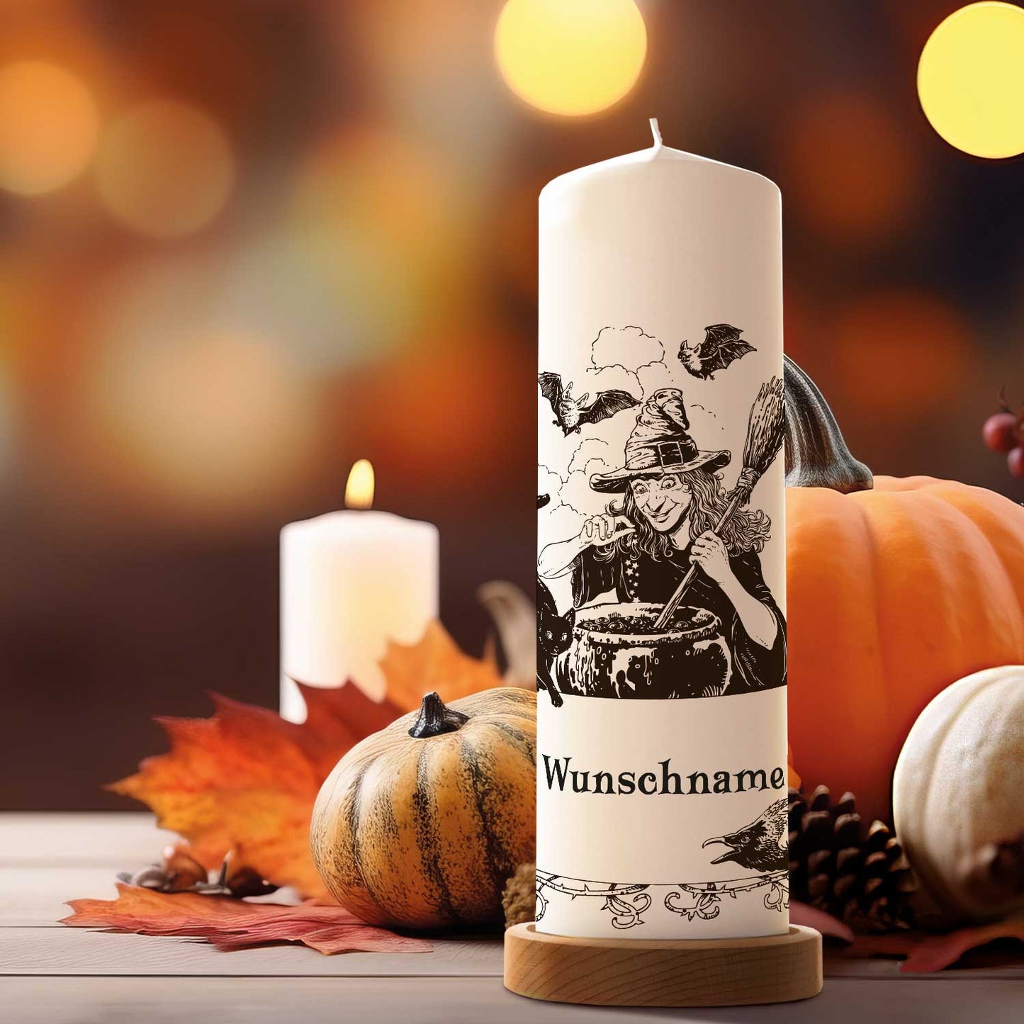 Große Kerze "Hexentrank" mit Namen zu Halloween