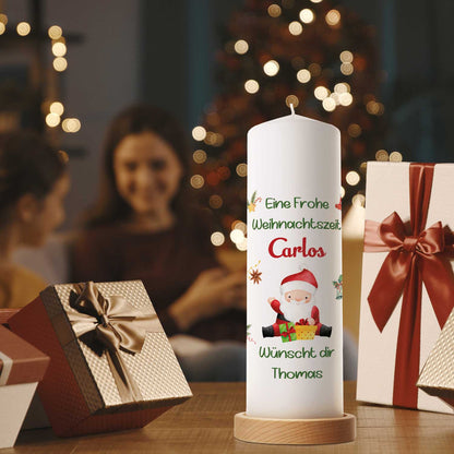 Weihnachtskerze "Fröhliche Weihnachten" mit Namen
