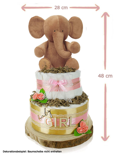 Große Windeltorte 2-stöckig | LITTLE PEANUT rosa | personalisierbar