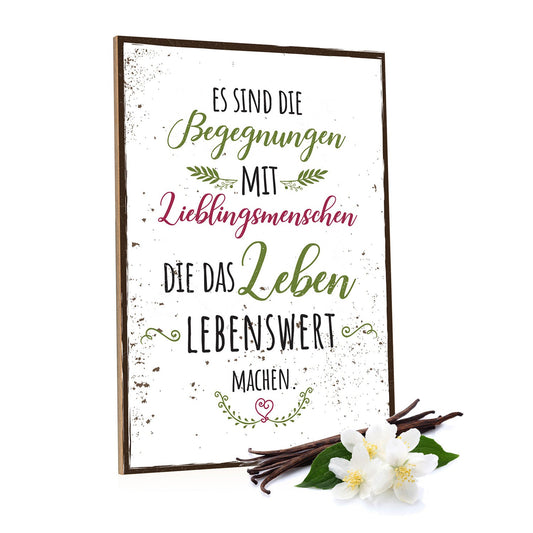 Holzschild Es sind die Begegnungen mit Lieblingsmenschen