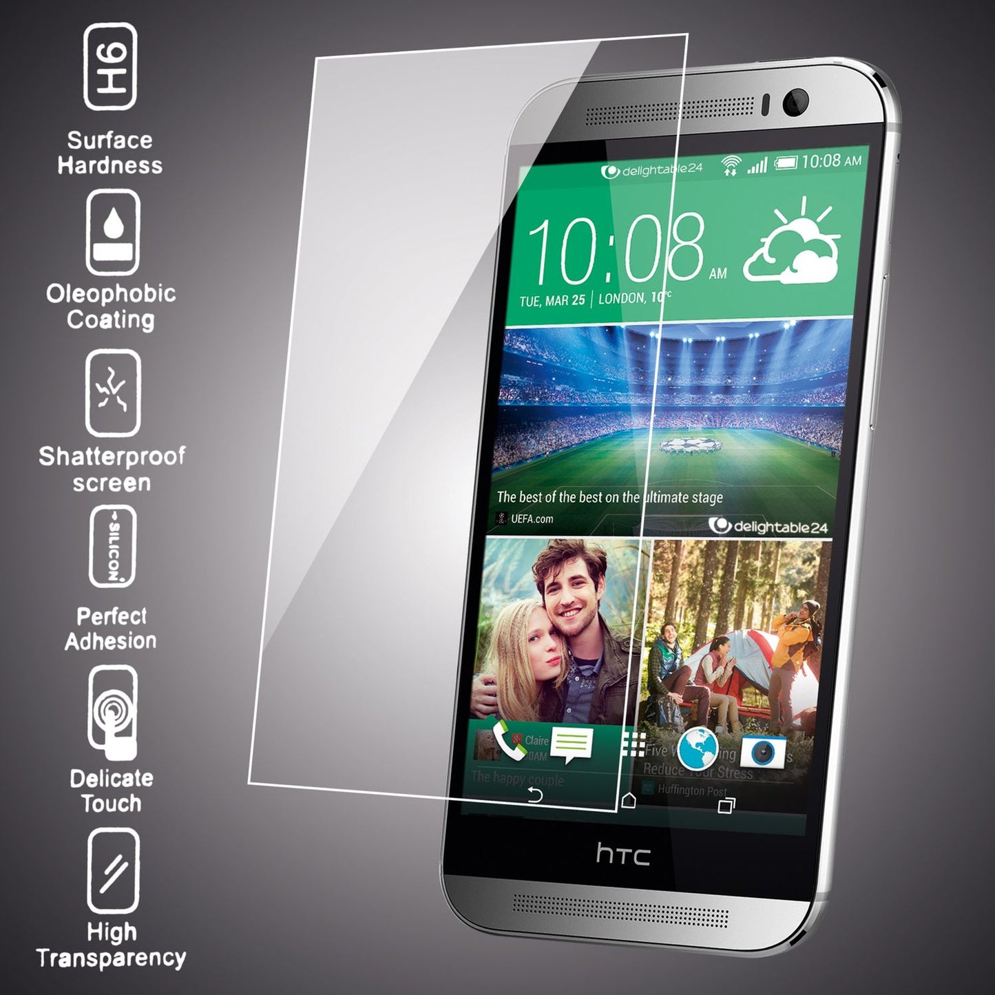 NALIA Schutzglas kompatibel mit HTC One M8, Full-Cover Displayschutz Handy-Folie, 9H Härte Glas-Schutzfolie Bildschirm-Abdeckung, Schutz-Film Phone HD Screen Protector Tempered Glass - Transparent