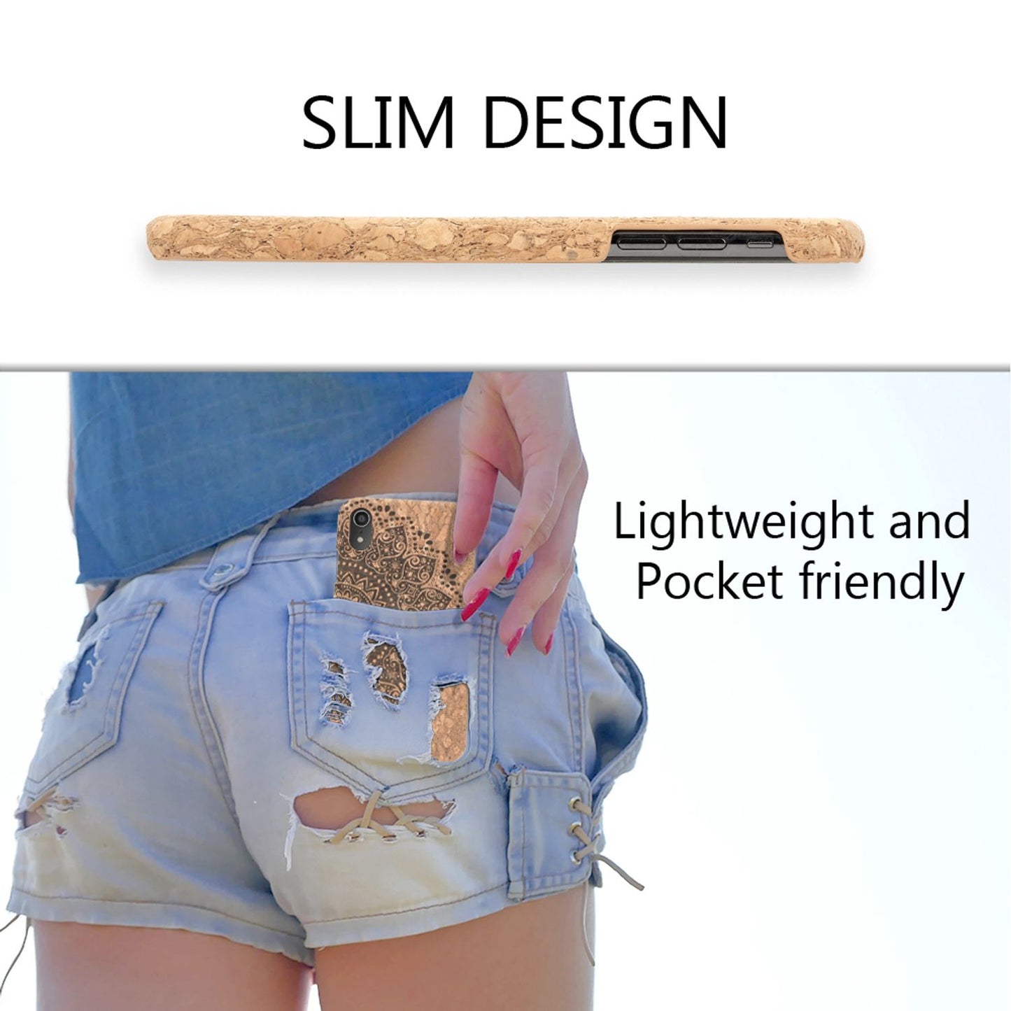 NALIA Kork Hülle kompatibel mit iPhone XR, Handyhülle Natur-Holz Look Handy-Tasche Cover Case, Dünn Ultra-Slim Hardcase Schutzhülle Etui, Backcover Bumper Handy-Tasche