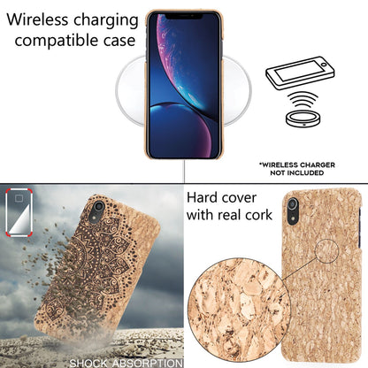 NALIA Kork Hülle kompatibel mit iPhone XR, Handyhülle Natur-Holz Look Handy-Tasche Cover Case, Dünn Ultra-Slim Hardcase Schutzhülle Etui, Backcover Bumper Handy-Tasche