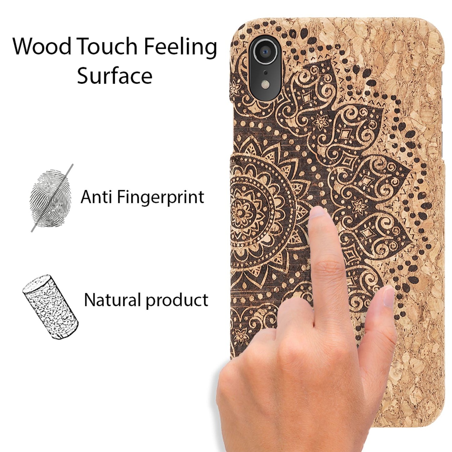 NALIA Kork Hülle kompatibel mit iPhone XR, Handyhülle Natur-Holz Look Handy-Tasche Cover Case, Dünn Ultra-Slim Hardcase Schutzhülle Etui, Backcover Bumper Handy-Tasche