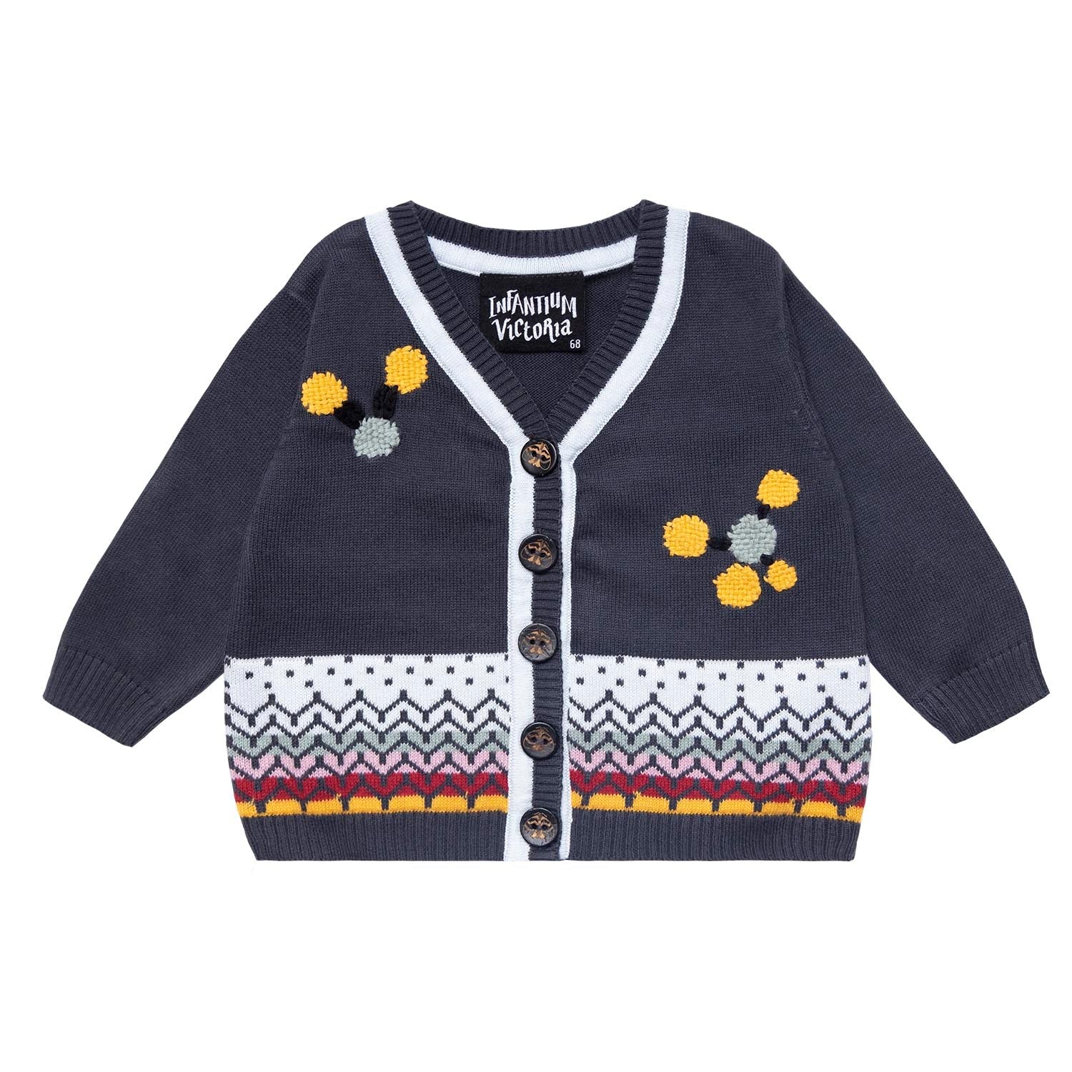 Grey Baby Cardigan with Hand Embroidery-0
