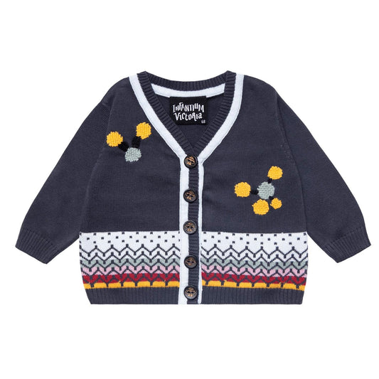 Grey Baby Cardigan with Hand Embroidery-0