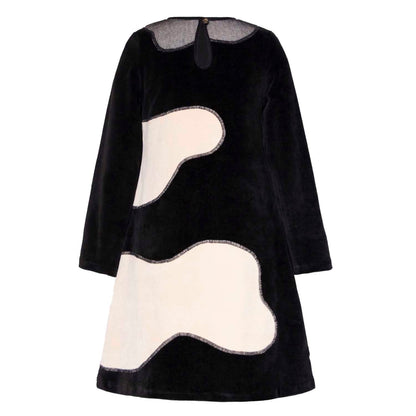 Kids Black Velvet A-line Dress-3