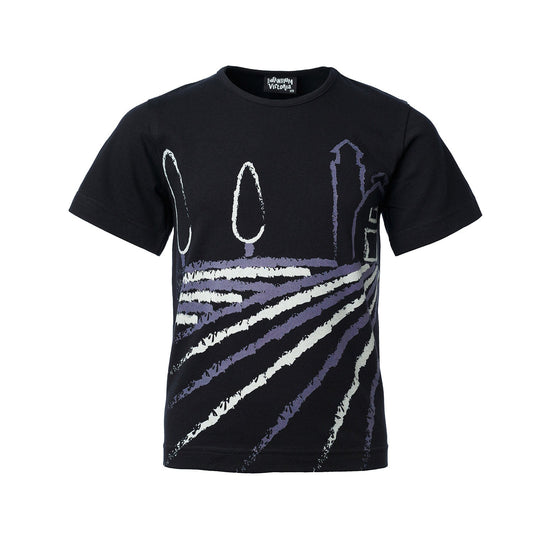 Short Sleeve Black T-Shirt with Toscana Print-0