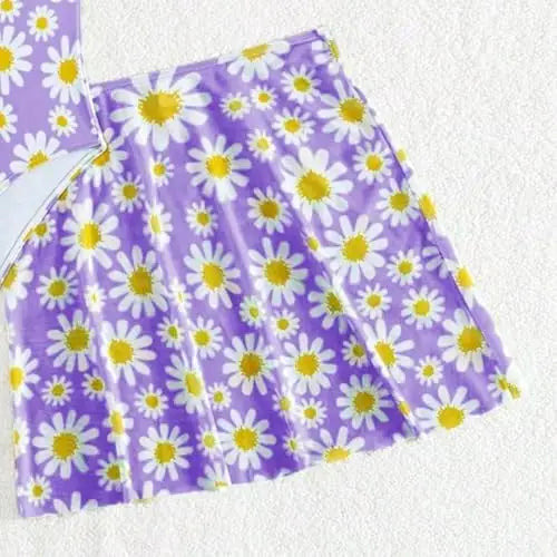 JiAmy Girls ONE Piece Swimsuit with Ruffle Skirt Summer Beach Bathing Suit Daisy Floral Girls Swimwear for 8-12 Years (120-160cm) 