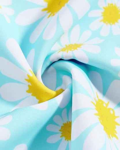 JiAmy Girls ONE Piece Swimsuit with Ruffle Skirt Summer Beach Bathing Suit Daisy Floral Girls Swimwear for 8-12 Years (120-160cm) 