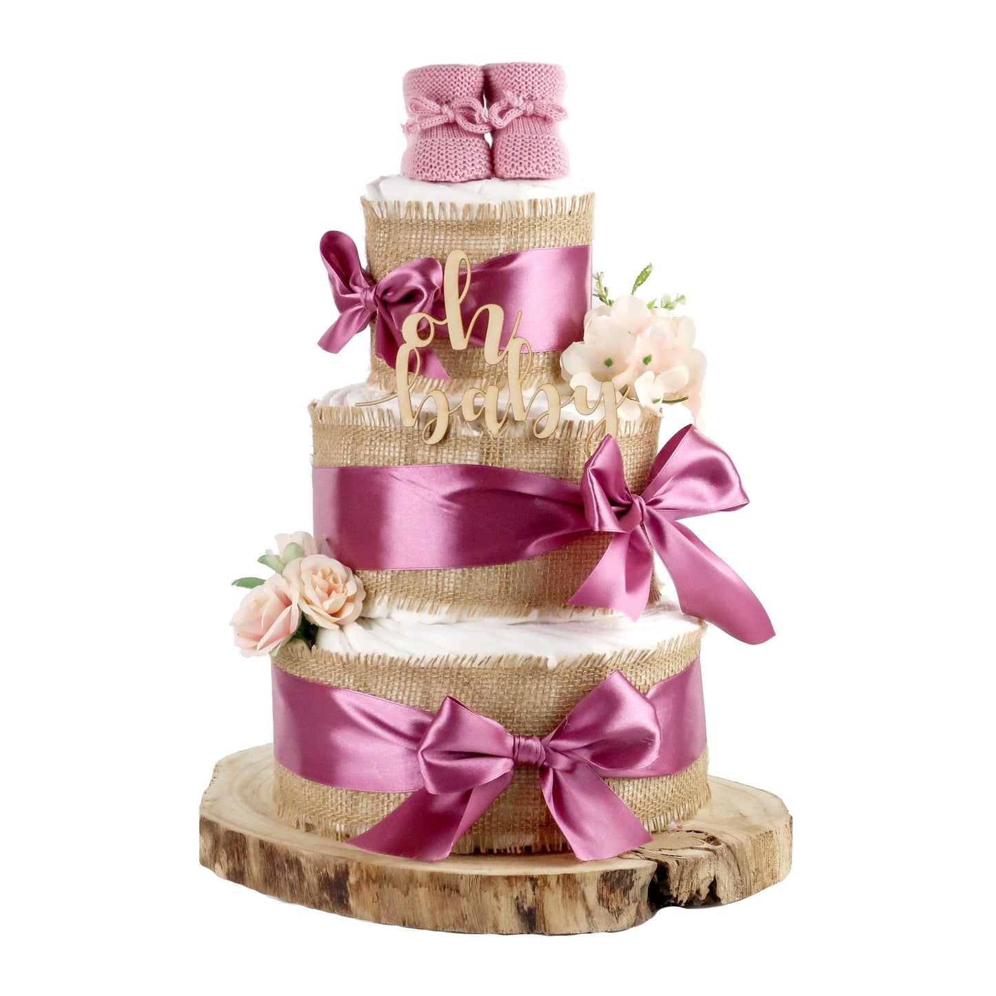 Große Windeltorte Alles Jute | zur Geburt + personalisiertes Baby Dekokissen | plum