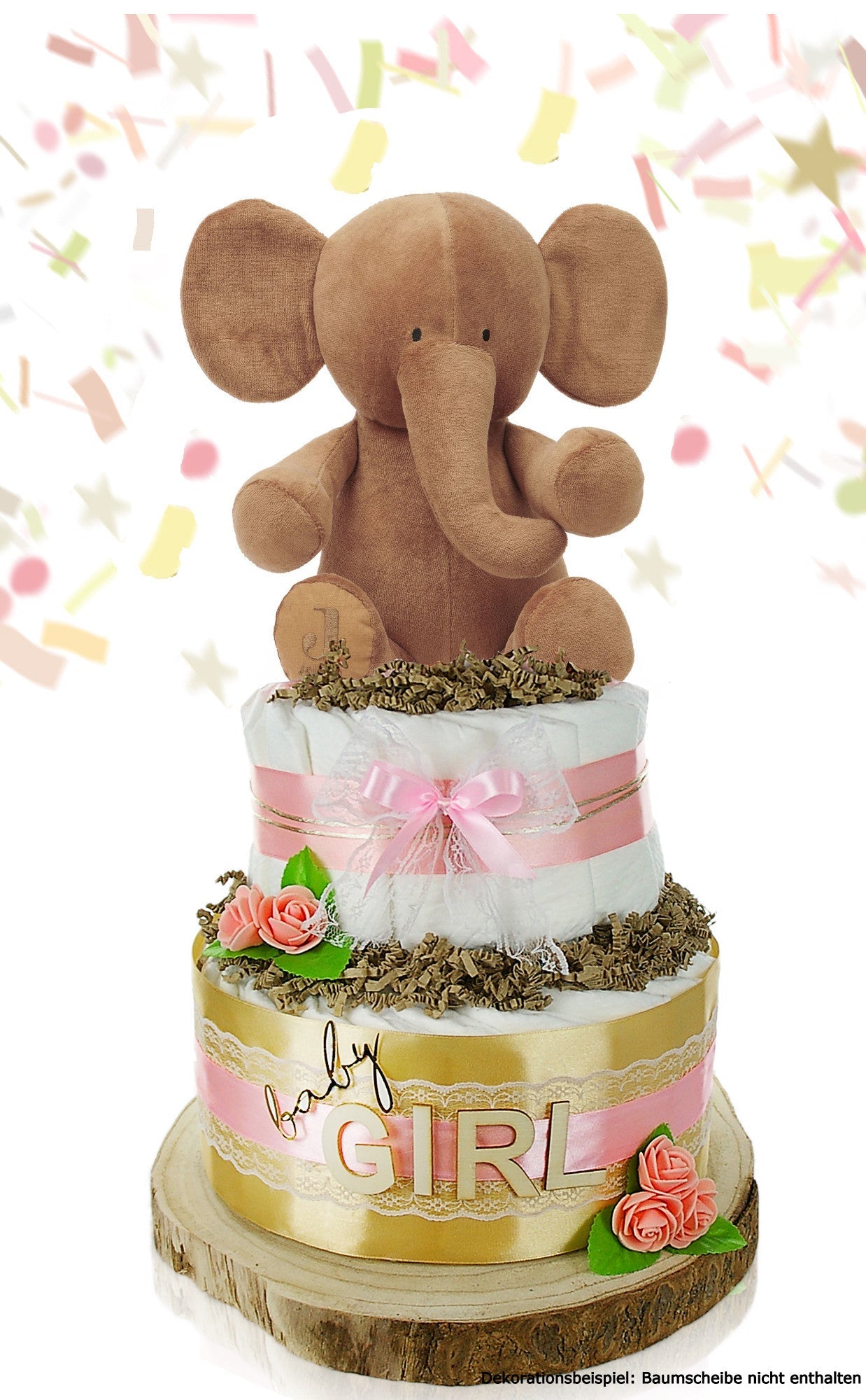 Große Windeltorte 2-stöckig | LITTLE PEANUT rosa | personalisierbar