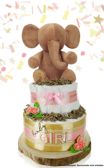 Große Windeltorte 2-stöckig | LITTLE PEANUT rosa | personalisierbar