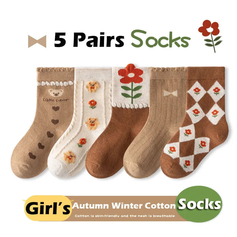 Mädchen Socken für den Frühling 5 Paar - Meloni2