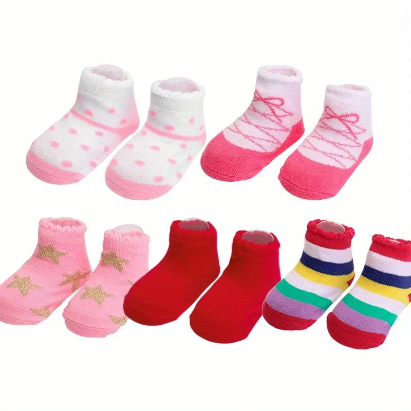 Kinder Socken für Mädchen und Jungen Rutschfest 5 Stück - Meloni2