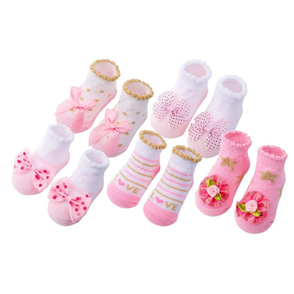 Kinder Socken für Mädchen und Jungen Rutschfest 5 Stück - Meloni2