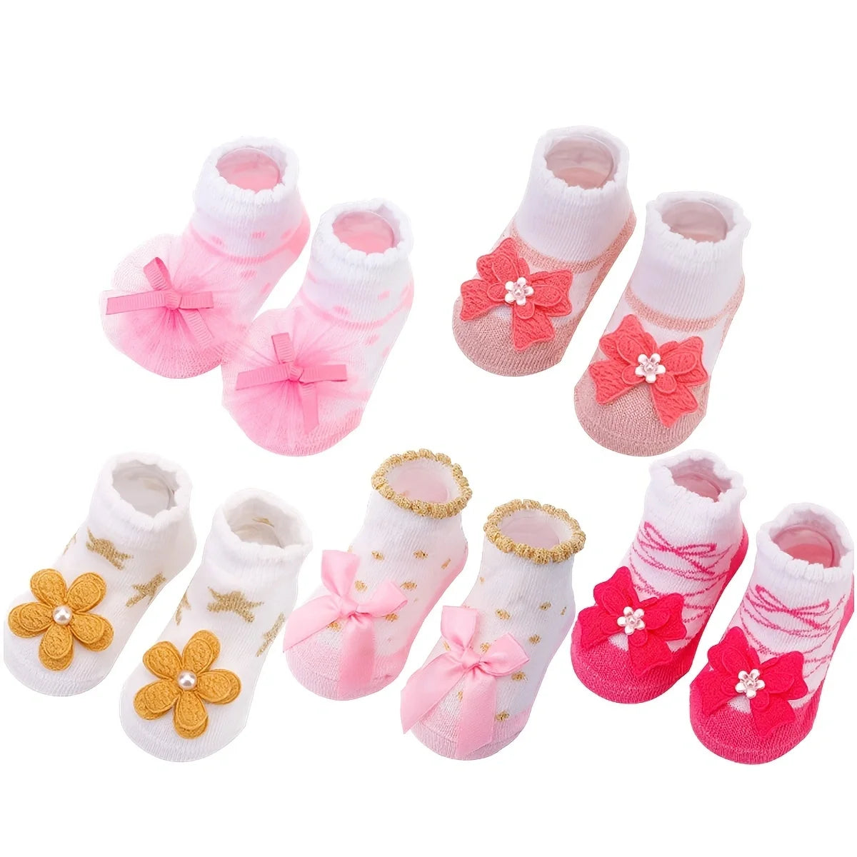 Kinder Socken für Mädchen und Jungen Rutschfest 5 Stück - Meloni2