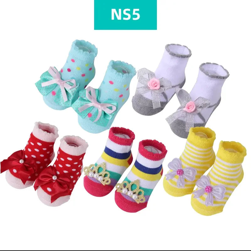 Kinder Socken für Mädchen und Jungen Rutschfest 5 Stück - Meloni2