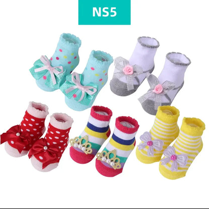 Kinder Socken für Mädchen und Jungen Rutschfest 5 Stück - Meloni2