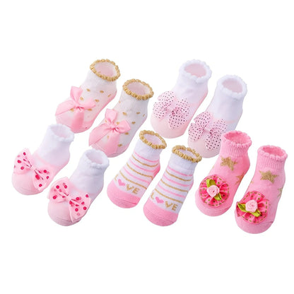 Kinder Socken für Mädchen und Jungen Rutschfest 5 Stück - Meloni2
