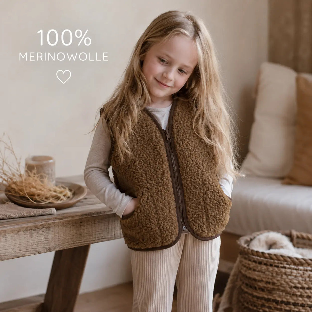 Kinderweste Merino Muster – atmungsaktiv & hautfreundlich District for Kids