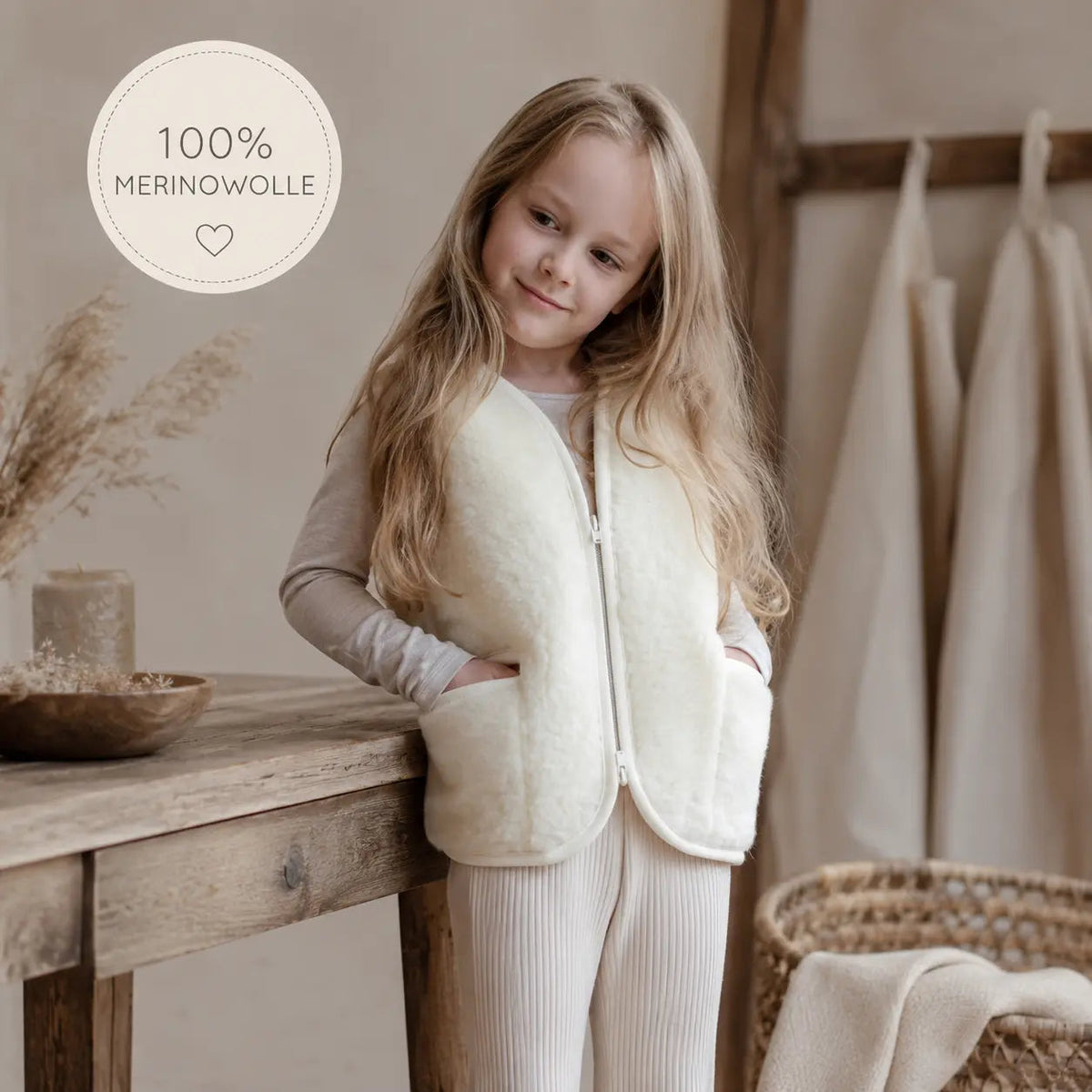 Kinderweste Merino Muster – atmungsaktiv & hautfreundlich District for Kids