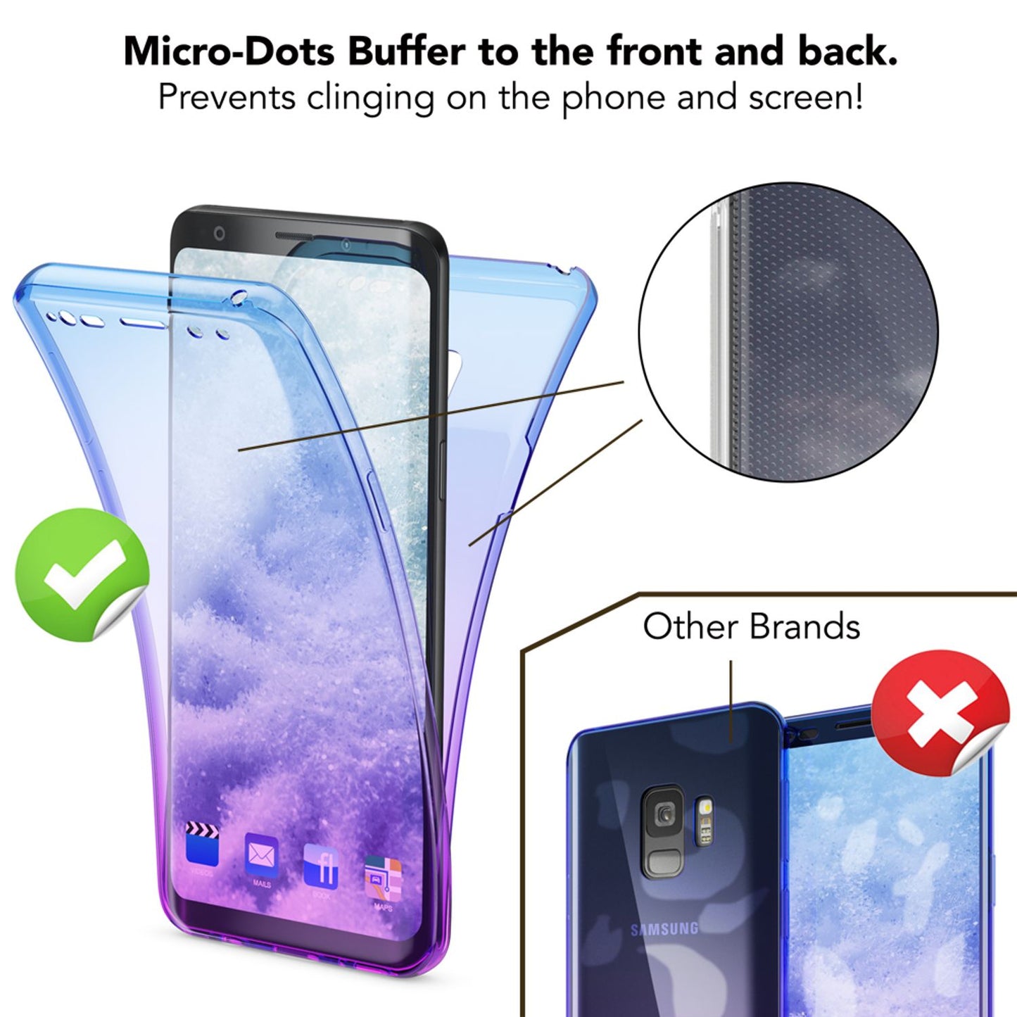 NALIA 360 Grad Hülle kompatibel mit Samsung Galaxy S9, Full Cover vorne & hinten Rundum Doppel-Schutz, Dünnes Ganzkörper Case Silikon Etui, Transparenter Displayschutz & Rückseite