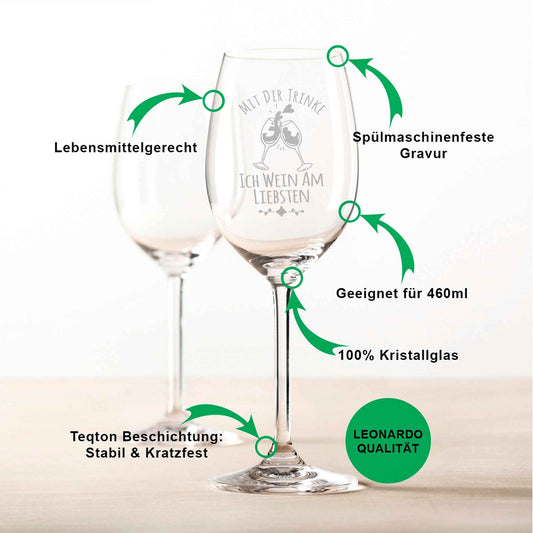 Leonardo Weinglas mit Gravur "Mit dir trinke ich Wein am liebsten"
