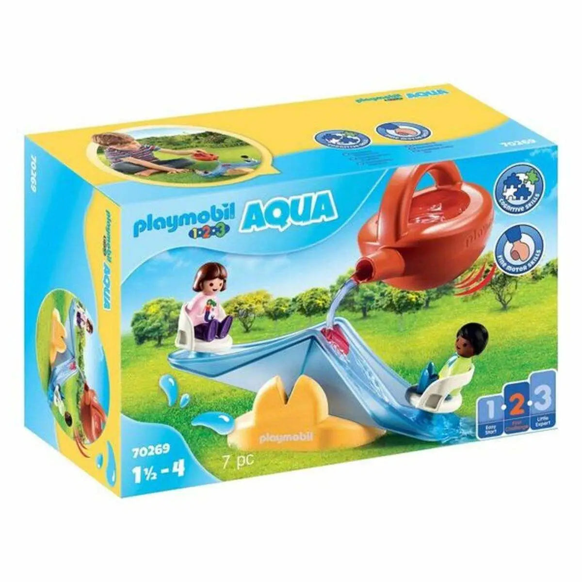 Playmobil 70269 playset 1,2,3 wasser rocker mit gießkanne rot, blauem rutschelement und zwei spielfiguren