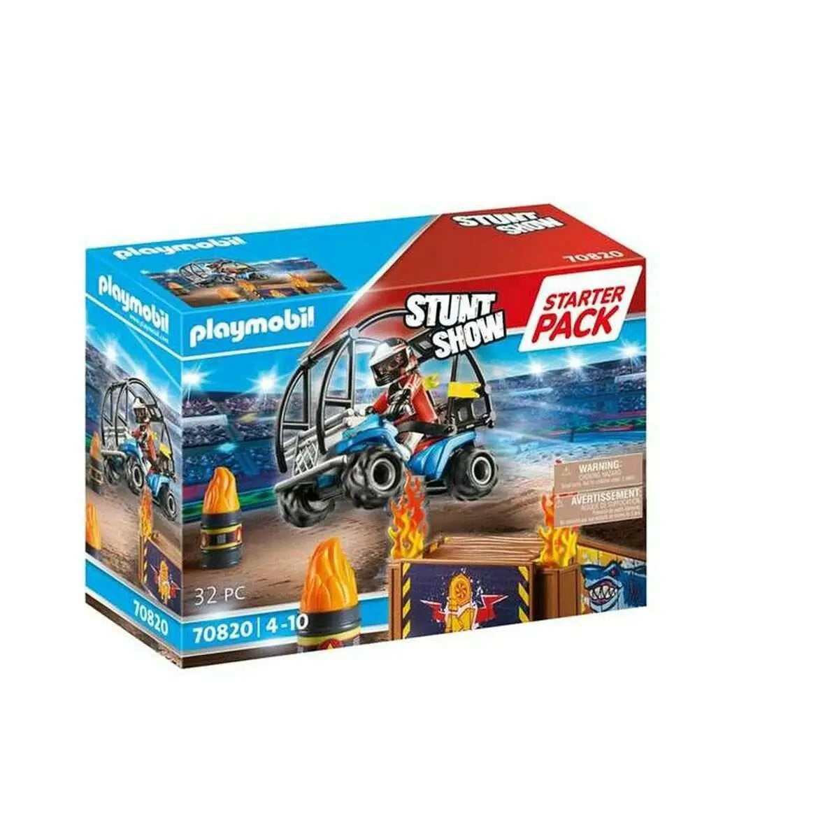Playmobil 70820 stunt show starter pack mit blauem und schwarzem stunt-motorrad und figur in roter ausrüstung