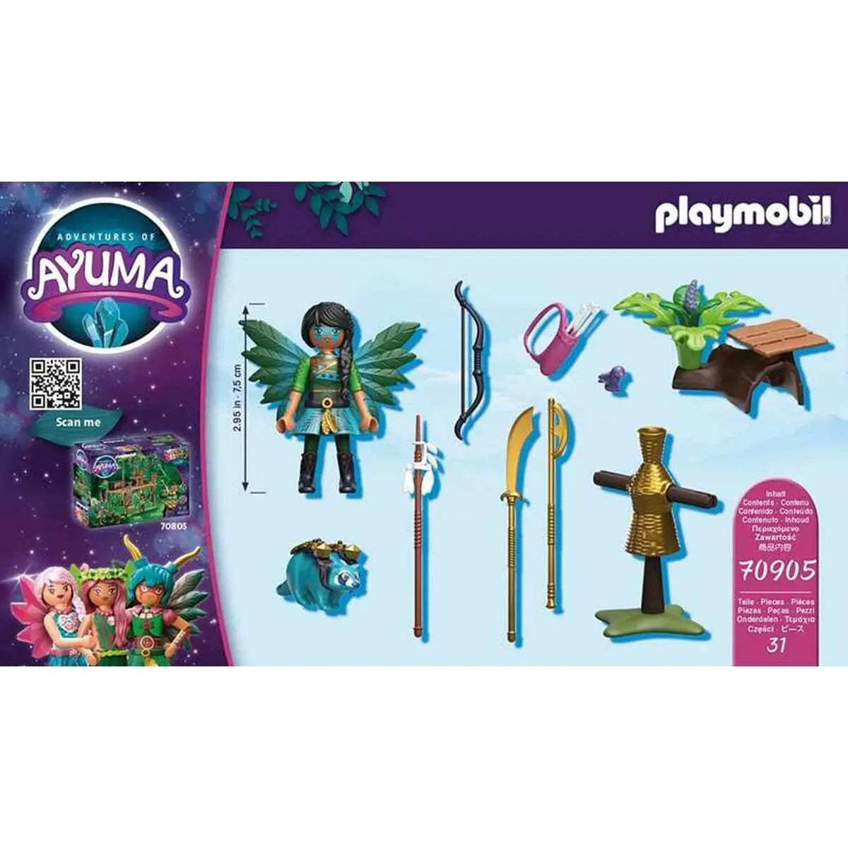 Playmobil 70905 ayuma fee figur mit grünen flügeln in türkis und schwarz mit geflochtenem haarspielzeug