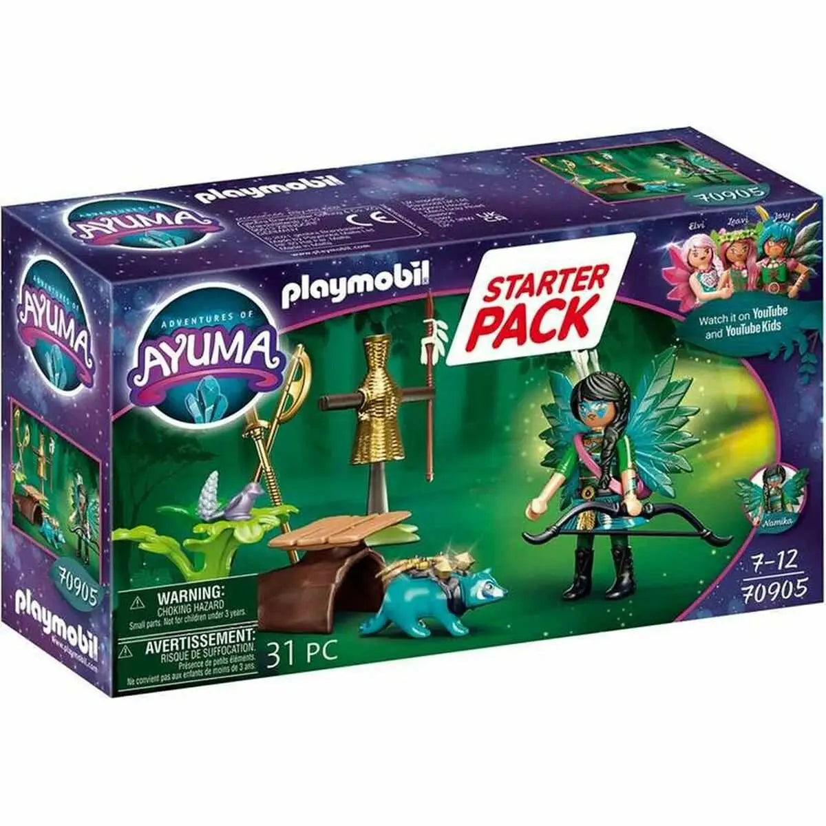 Playmobil adventures of ayuma starter pack spielset mit grün schwarz märchenhafte bogenschützin mit blauen flügeln und teal creature